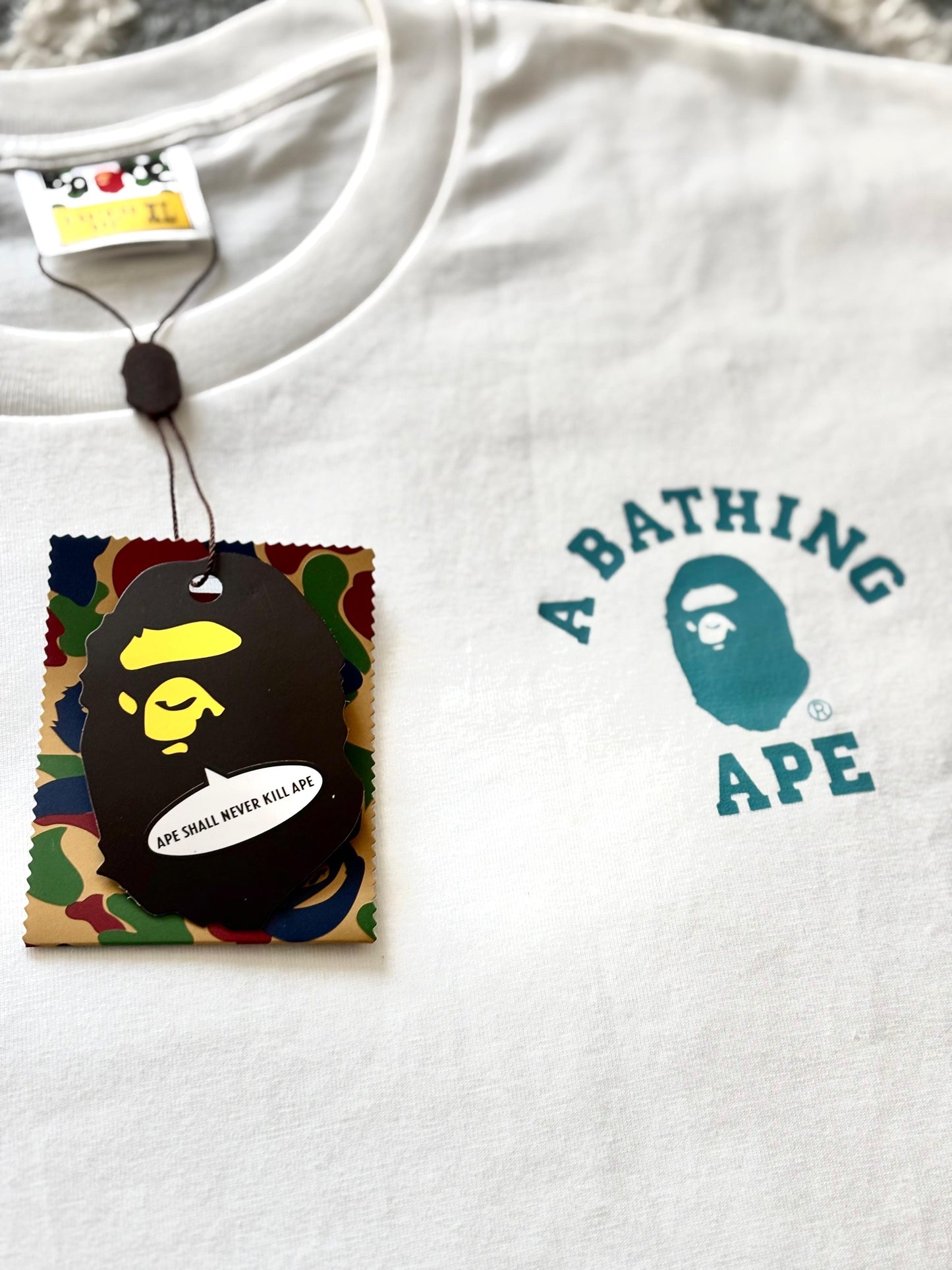 BAPE Honeycomb Camo College ATS Tee 'White/Blue'