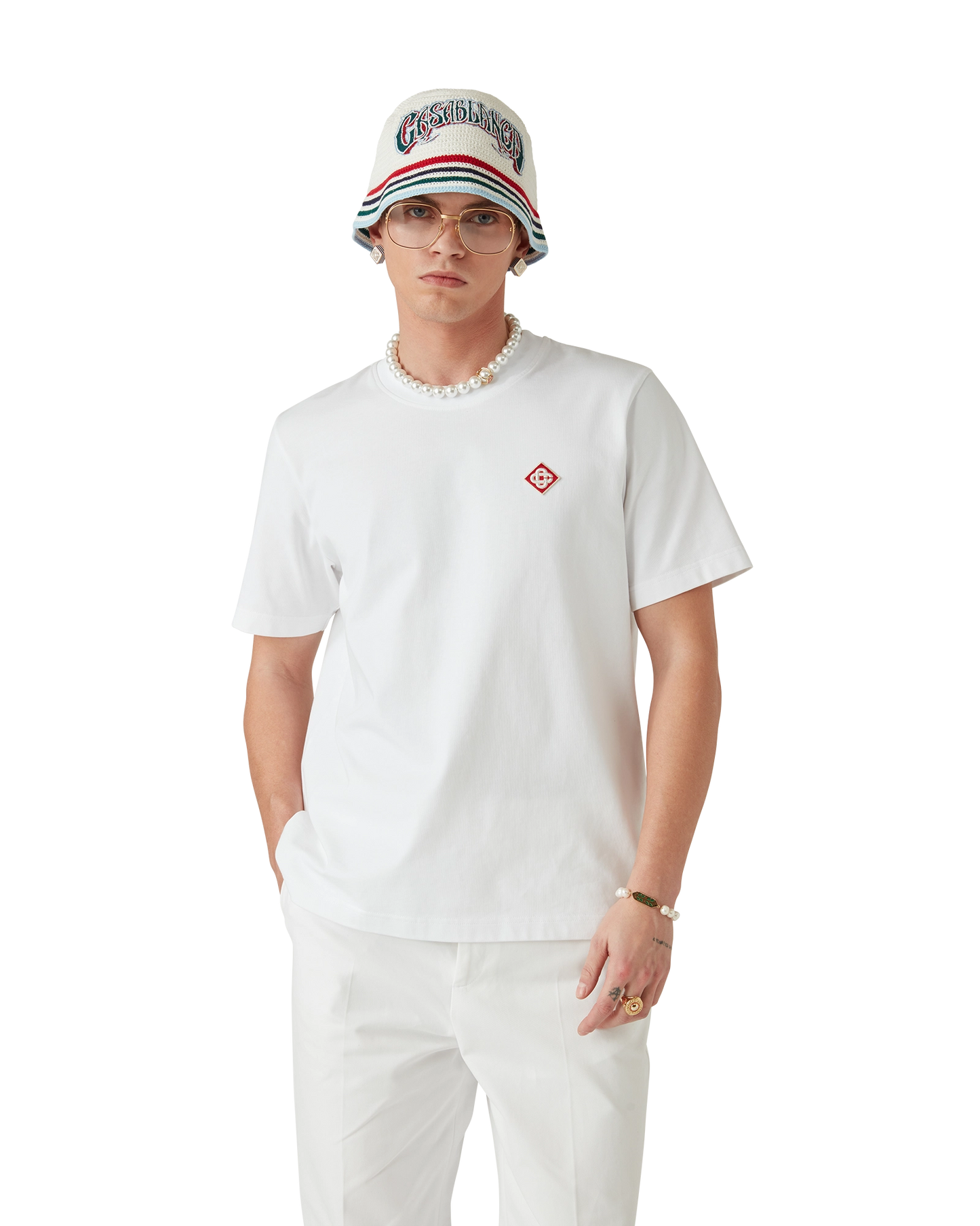 WHITE DIAMOND LOGO SHORT SLEEVE T‑SHIRT