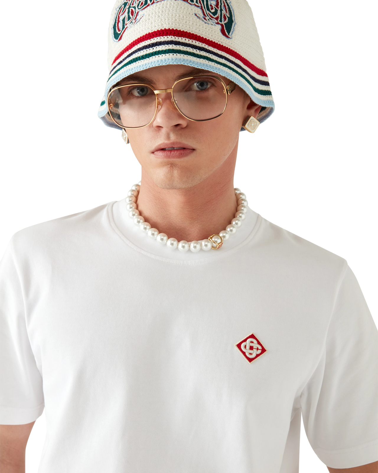 WHITE DIAMOND LOGO SHORT SLEEVE T‑SHIRT